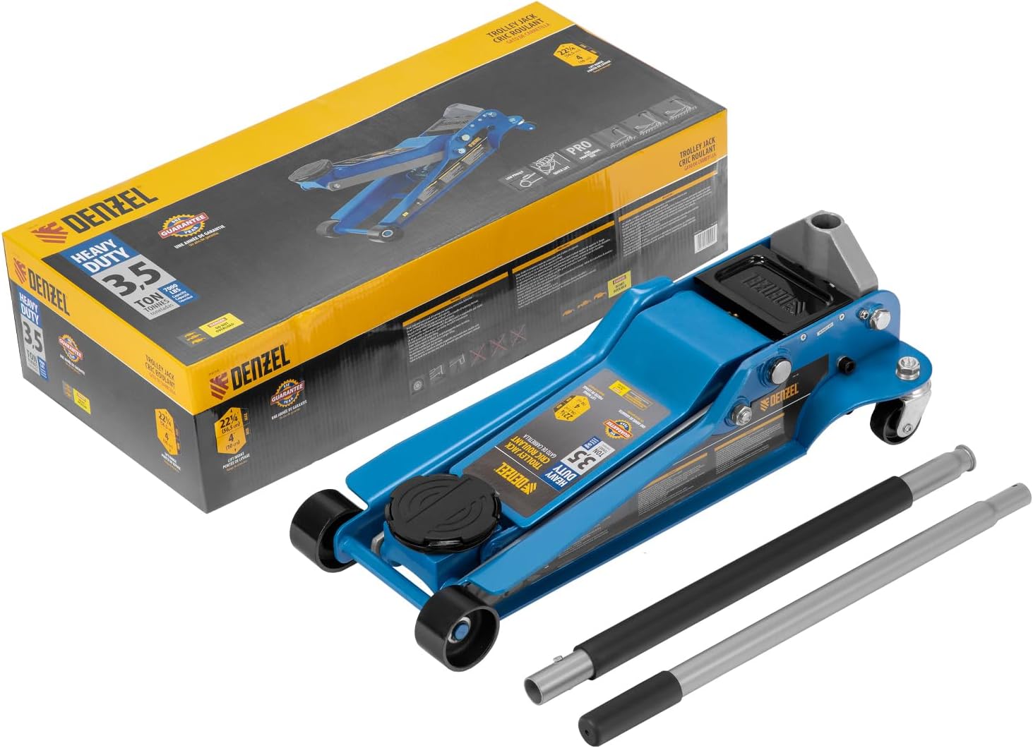 DENZEL 3.5-Ton Hydraulic Car Jack – Heavy Duty Trolley Jack with Portable Pump – Quick Lift System – Automotive Tools & Equipment for Car Repair and Maintenance