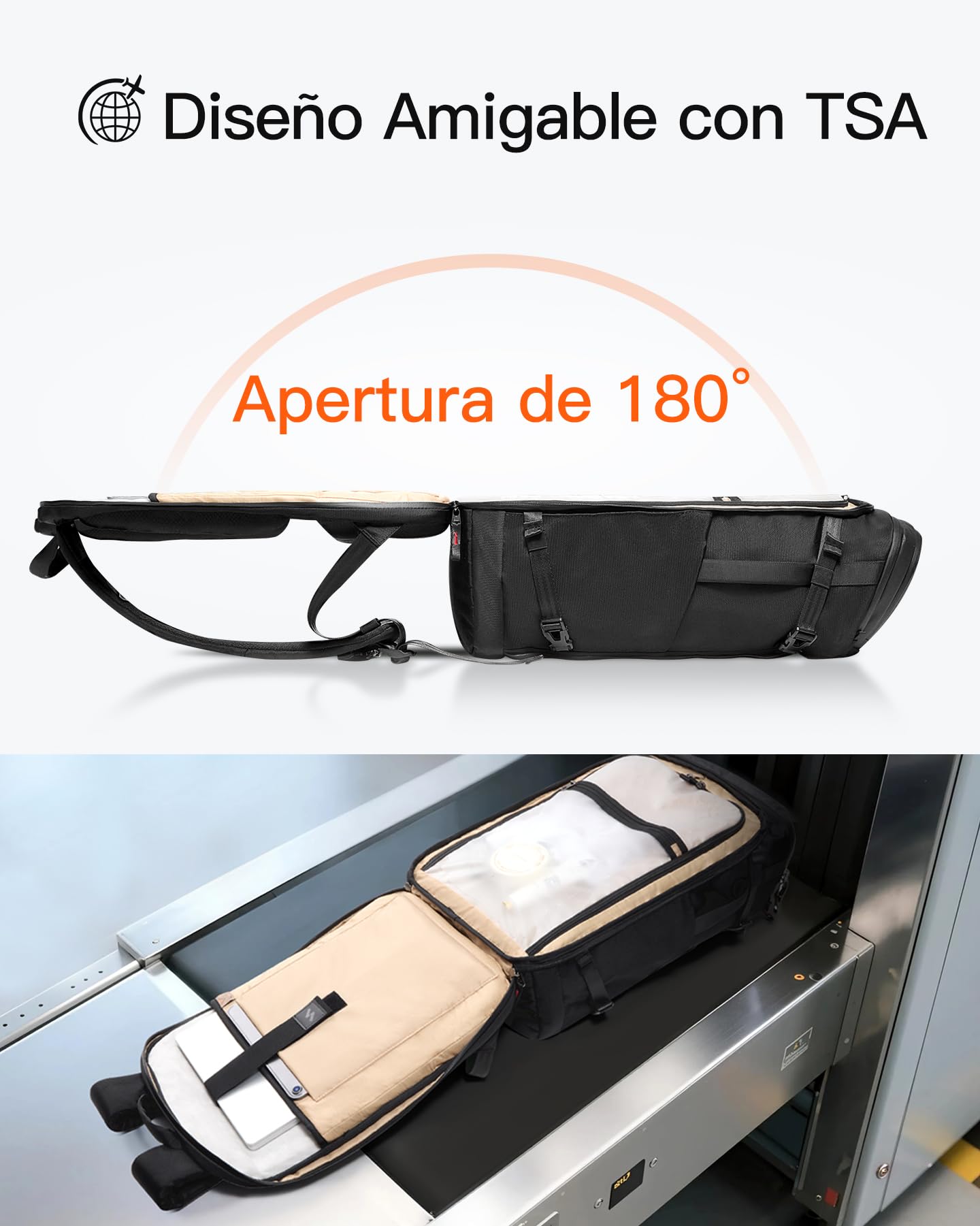Inateck 40L Mochila de Viaje, Acceso Rápido TSA, Equipaje de Mano de Negocios, 7 Compartimentos Modulares, Resistente al Agua, Antirrobo, Materiales Sostenibles, Ideal para Viajes y Negocios