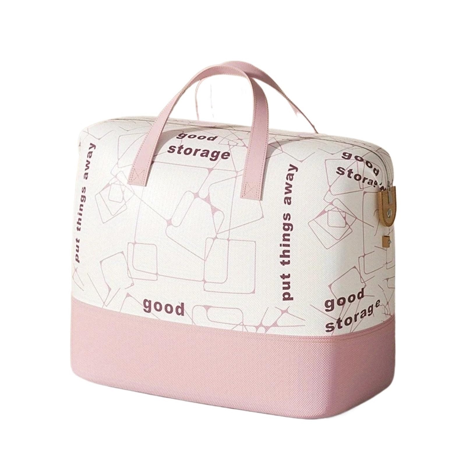 Large Storage Bag with Reinforced Handles, Household Organizer for Linens & Sundries(Pink 2pcs)