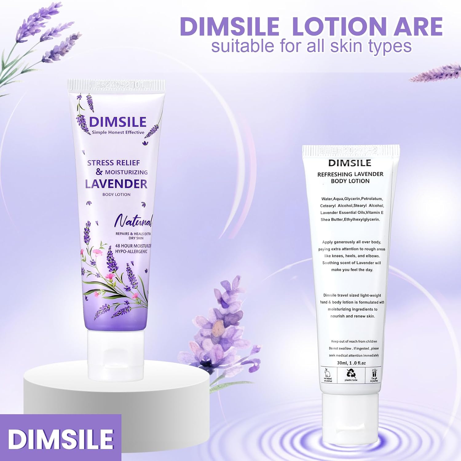 100 Pack Lavender Travel Size Body Lotion 1 oz Dry Skin Moisturizer with Flip Cap for Extra Dry Skin, for Inns and Hotels, Offices, Airlines, Gyms and More