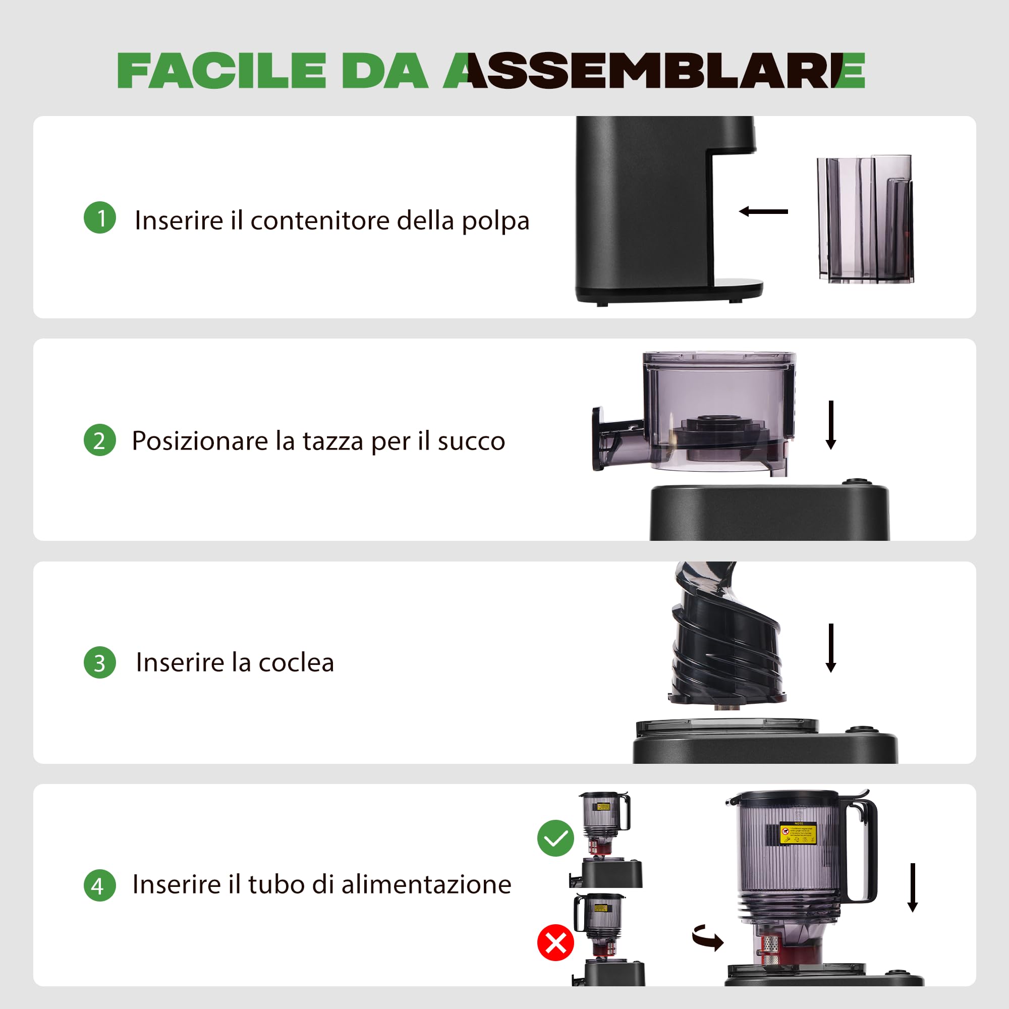 Estrattore Frutta e Verdura, Estrattore di succo con apertura di 14cm, Capacità 2L Juicer Machine Adatta a Frutta e Verdure, Grigio Opaco