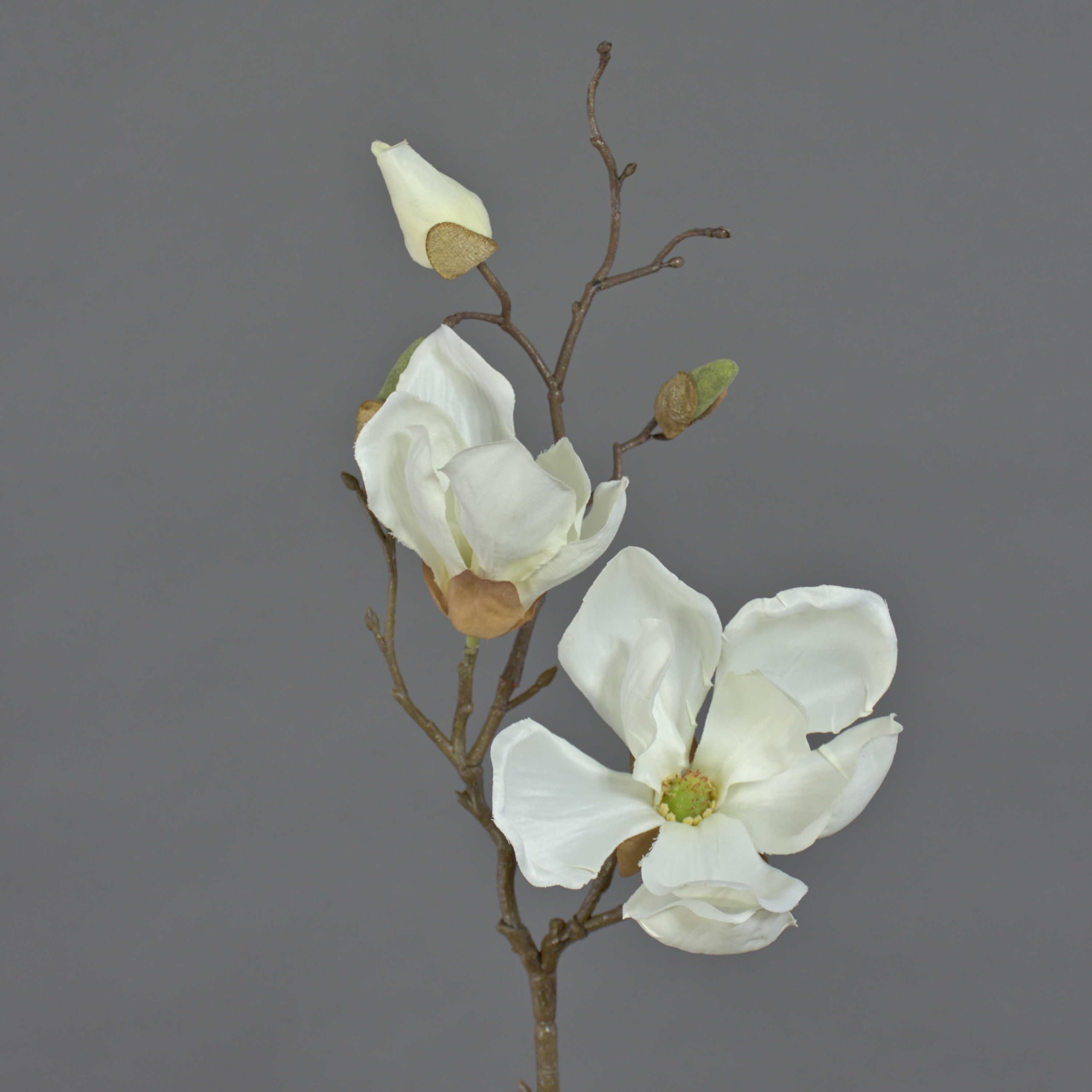 artplants.de Fake magnolia spray MALBINE, cream, 20"/50cm, Ø2.4"-4"/6-10cm - Artificial flowers/False magnolia flower