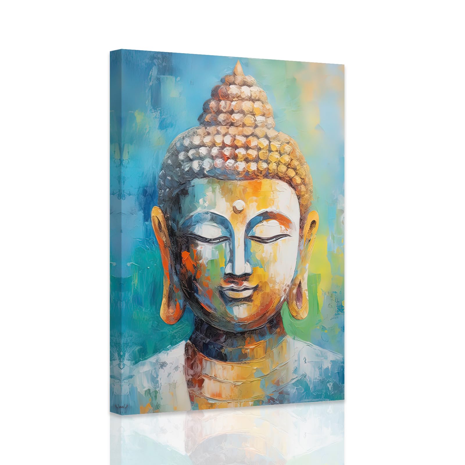 ZXHYWYM Buddha Wall Art Blue Zen Spiritual Picture Buddhist Canvas Print Meditation Yoga Room Bedroom Wall Decor Frame (Buddha - 1, 50.00 x 75.00 cms) โ image 1