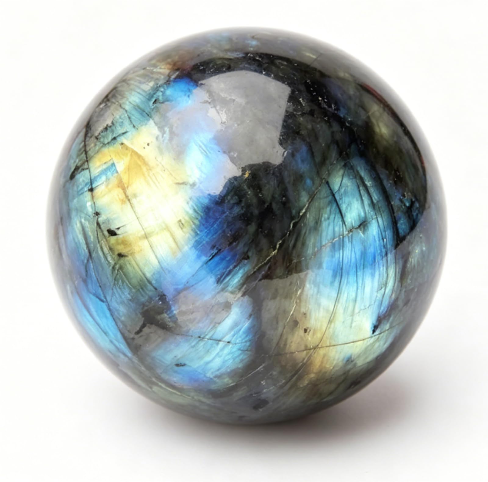 NHDVDVAV Natural Labradorite Stone Crystal Ball - Blue Crystal Sphere Meditation Balls for Witchcraft and Decorative Balls, Unique Crystal Gift,80mm