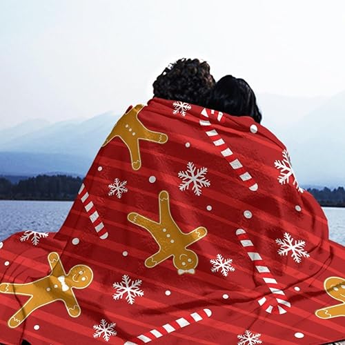 Miniatura 7 de Manta de Navidad para hombres y mujeres, diseño de galletas de jengibre, bastones de caramelo, manta de microforro polar ultra suave, manta grande