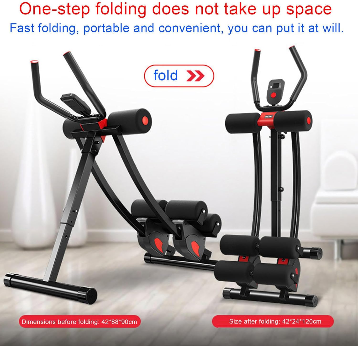 VIDECOR Foldable Abdominal Crunch Coaster, Abdominal Exercise Equipment, Black, Magnetic Resistance, Indoor Use