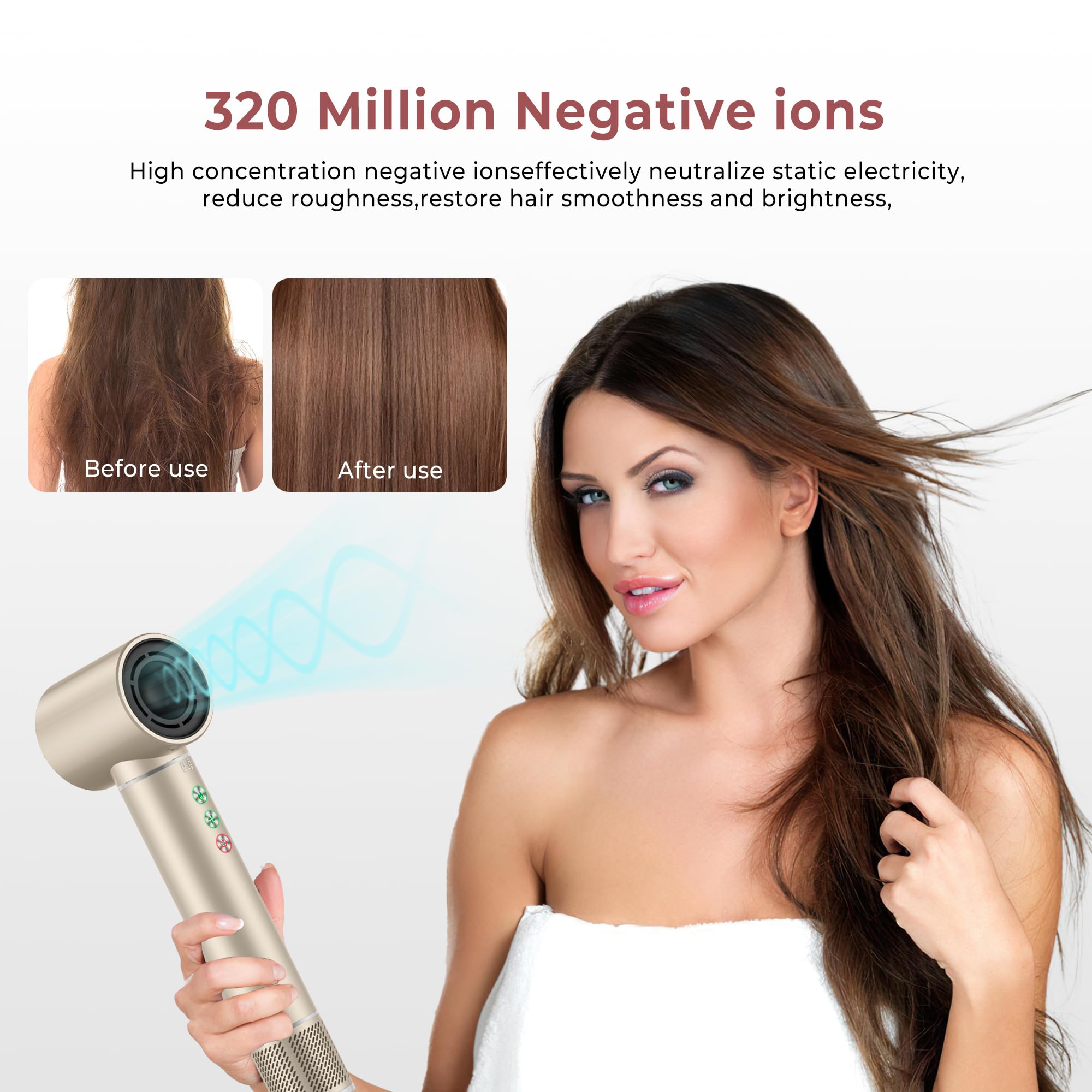 MogaWave Air Styler 7 in 1 Hair Styler Airbrush Haarstyler mit 110000 U/Min Haartrockner 1300W High Speed Föhn Mit Diffusor, Warmluftbürste, Auto Lockenstab Zum Styling, Volumisieren, Locken
