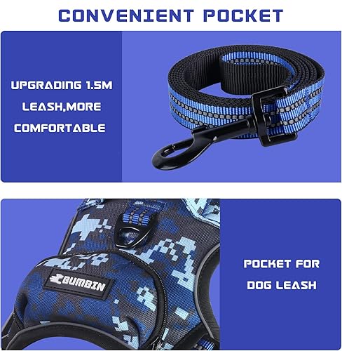 Miniatura 27 de Arnés sin tirones para perros pequeños, ajustable sin estrangulamiento, chaleco para mascotas con correa para perro, arnés reflectante inteligente