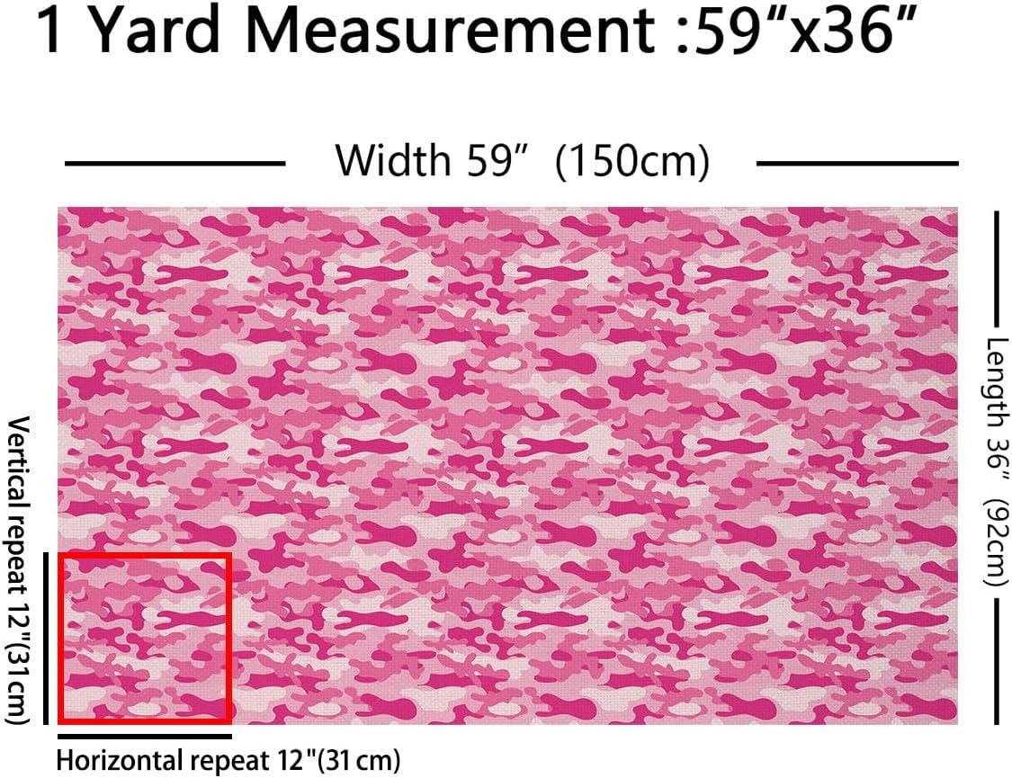 Pink Camo Decorative Fabric by The Yard White Camouflage Print Indoor Outdoor Upholstery Fabric Abstract Watercolor Fabric for Quilting Sewing Arts DIY Craft,3 Yards
