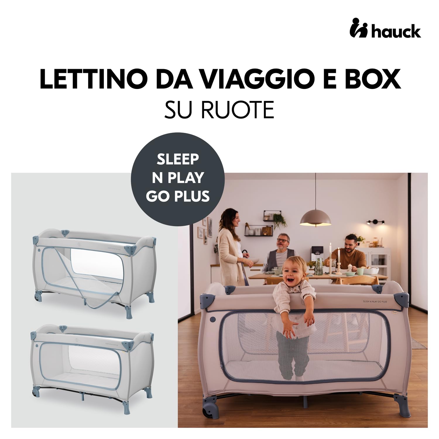 Hauck Sleep N Play Go Plus Łóżeczko Składane 120x60 do 15kg z Kołami - Dusty Blue