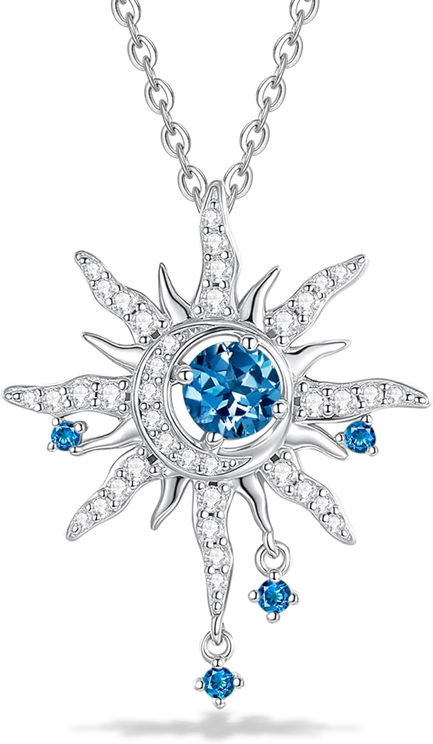 FANCIME Soluna Nexus Necklace for Women Sterling Silver Moon Jewelry Sun Pendant Fine Jewelry Gemstone Birthday Mothers Day Gifts for Wife