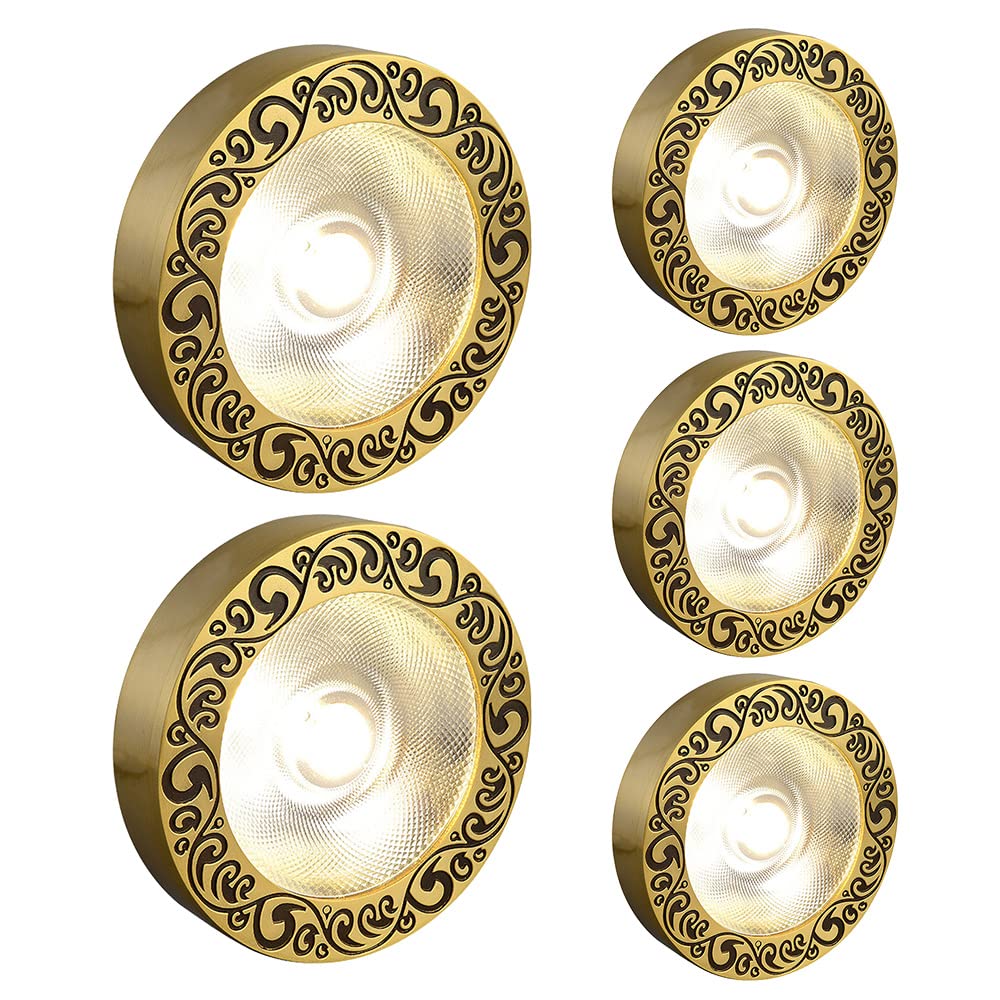 GTHTUHFD Pack Of 5,Brushed Brass Ceiling Spotlight Surface Mounted Eyeball Downlight 3W,7W,9W,12W Canless Wafer Light For Accent Lighting,Replacement Conversion Kit,12w-3000k