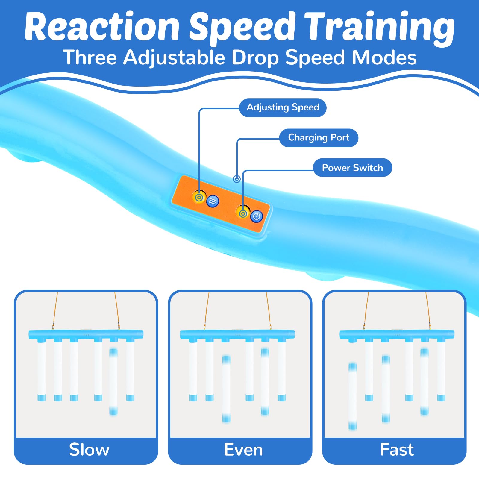 EliphonTowne Catching Sticks Game, 3 Speeds Hand Speed Challenge Toy Adult Kid, Lighting Reaction Training Stick Sensory Toys - Image 3