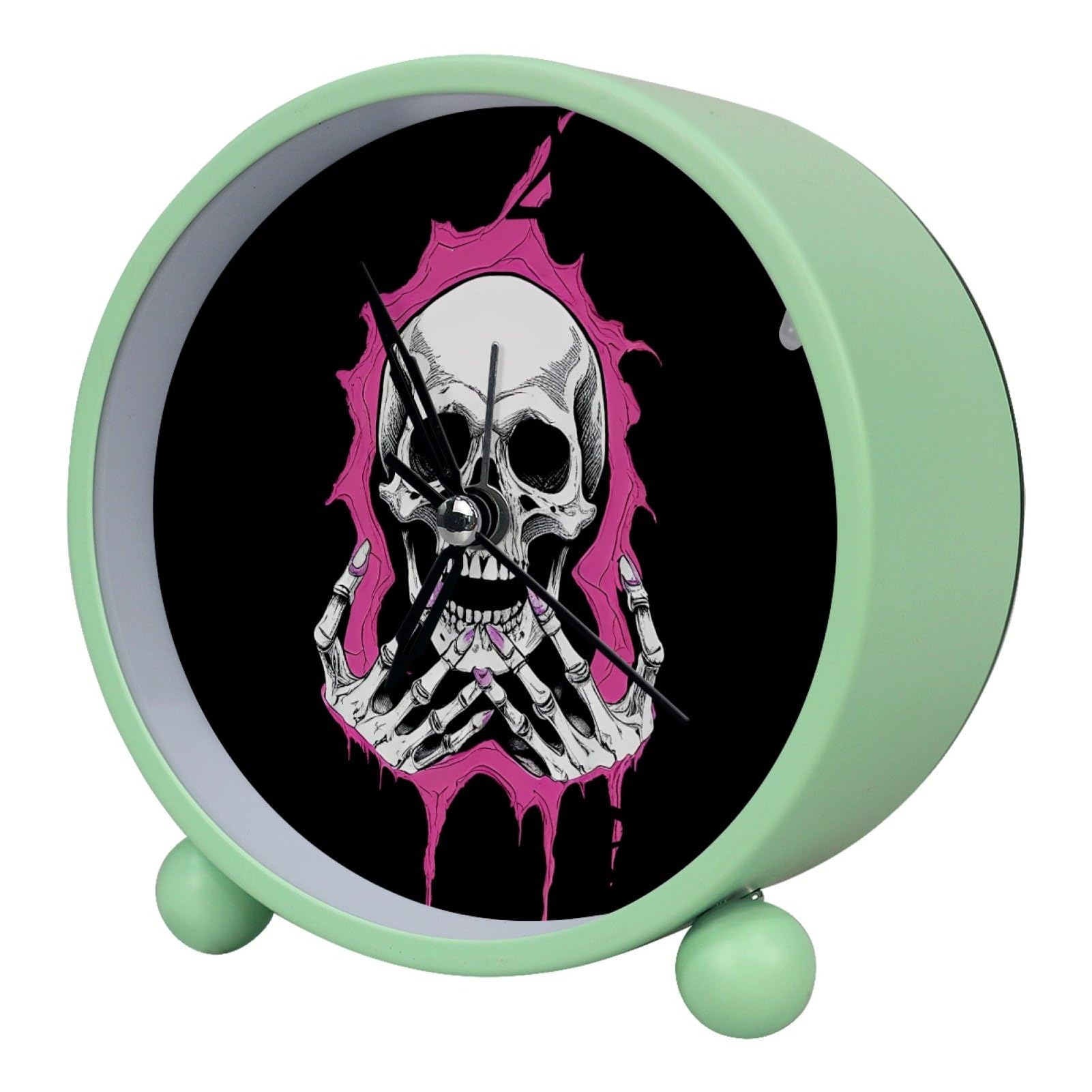 etoenbrc Skull 10.9" Alarm Clock,Small Battery Operated Clock, Slient Plastic Table Clock for Living Room Decor,Bedroom,Office