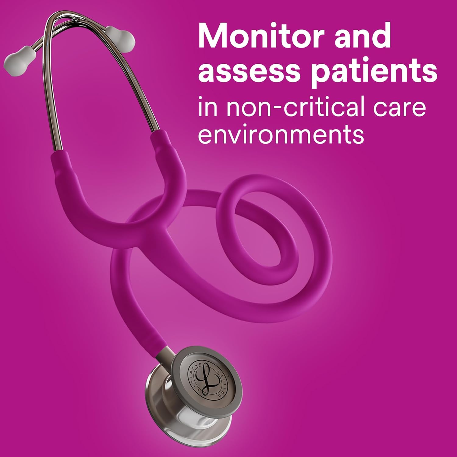 3M Littmann Classic III Stethoscope, 5648C, 27" Raspberry Satin Finish Tube for Added Comfort, Flexibility and Cleanability, Stainless Steel Chestpiece, More Than 2X as Loud, Weighs Less