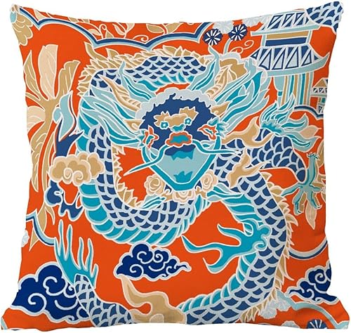 Vista 220 de ArogGeld Chinoiserie - Fundas de almohada escénicas asiáticas, estilo asiático, funda de almohada azul y verde Kelly, funda de cojín para decoración