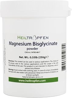 Magnesium glycinate as Magnesium bisglycinate | 0.55 lb – 250 g | Crystal Powder Soluble in Water | Heiltropfen®