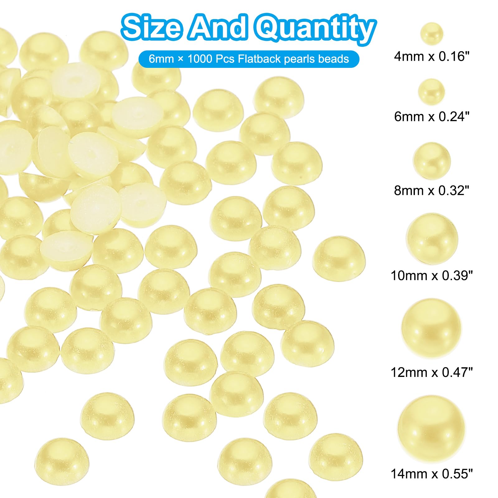 PATIKIL 1000Pcs Flatback Pearls Beads for Crafting 6mm Half Round Resin Beads Flatback Pearls for Nail Charms Handmade Phone Case Embellishment - Image 2