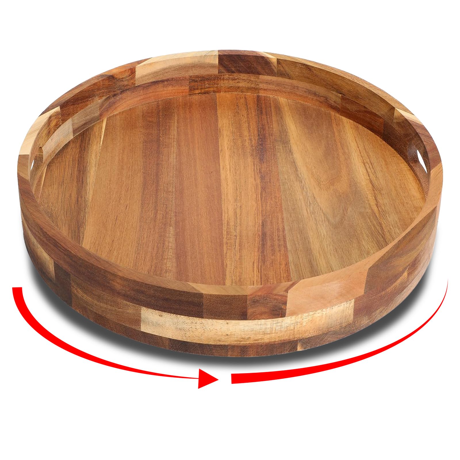 Lazy Susan - 12 Inch Bamboo Turntable - Rotating Organizer for Kitchen, Dining Table, Pantry, and Countertop - Stylish Bamboo Spice Rack with Smooth 360° Rotation (Acacia Wood)