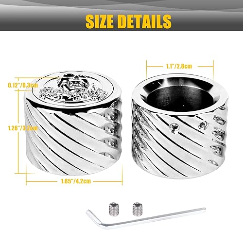 Miniatura 6 de Para Harley Street Glide Tapas de tuerca de eje delantero, paquete de 2 tapas de tuerca de eje de calavera CNC 3D de aluminio para 2002-2023 Softail