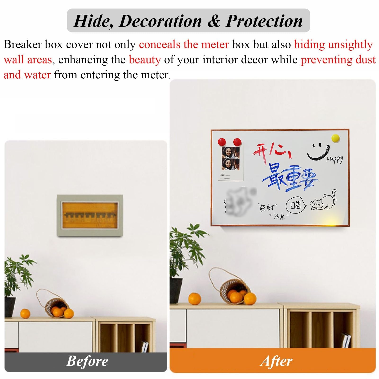 Tapa Cuadro Electrico Obra de Arte DIY para Cubrir un Panel Eléctrico, Caja de Medidor Eléctrico con Soportes Hidráulicos para Varillas, Tapiz para Ocultar un Panel Eléctrico, Decoración del Hogar(Whi