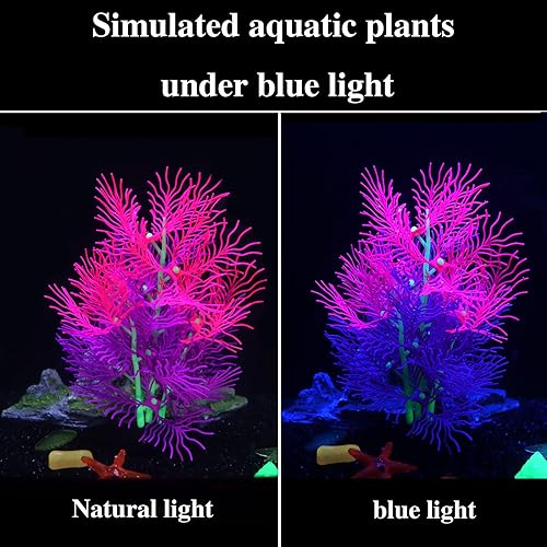 Aquarium Decorations Glowing Silicone Ornament for Tank Landscape Decor - Betta Fish Tank (Purple)