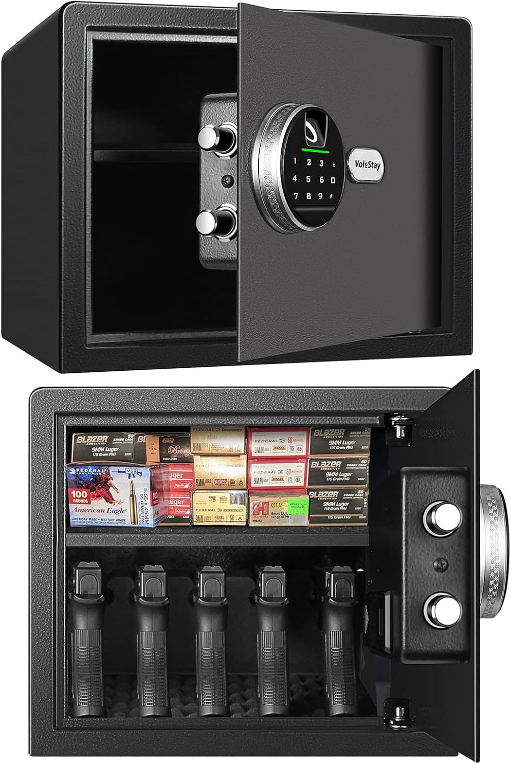 Biometric Home Safe, Fingerprint Gun Safe Lock Box,Money Box for Jewelry Handgun Cash Valuables,Perfect for Home/Office/Hotel, Black,1.2 Cubic Feet Metal Black 13"D x 13.8"W x 11.8"H