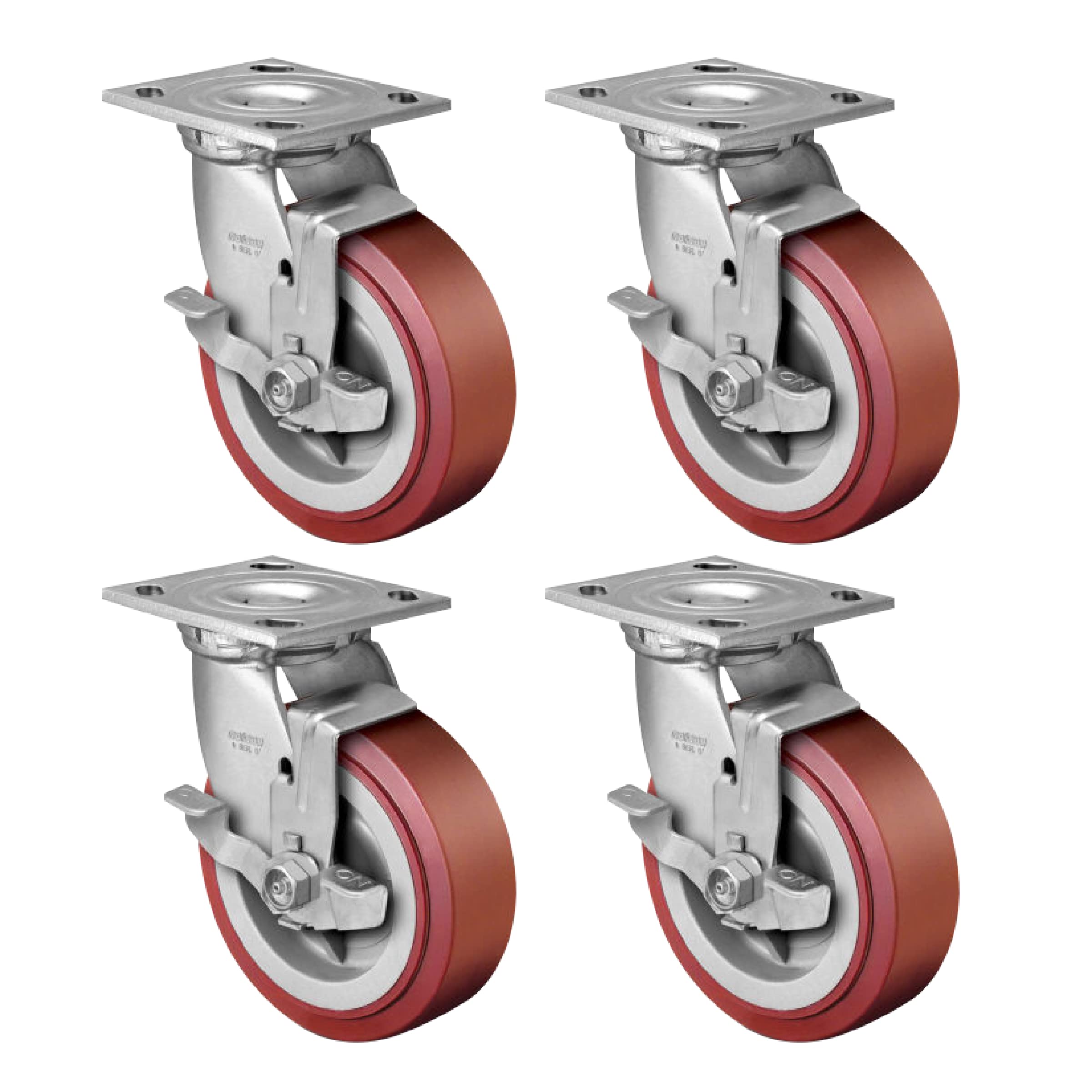 Photo 1 of *MISSING WHEEL* Linco 6” Heavy Duty Casters - Set of 4 Polyurethane Swivel Caster Wheels