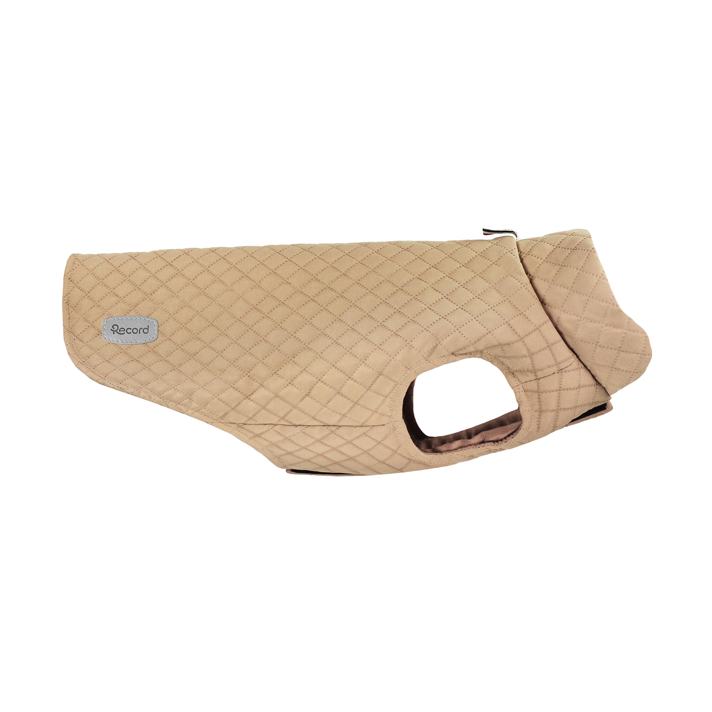 Record - Brandy Hunde-Regenmantel. Hundemantel mit Klettverschluss und verstellbaren Gummibändern für Pfoten. Warmer und bequemer Wintermantel für Hunde | Beige, M, Rückenlänge 40 cm