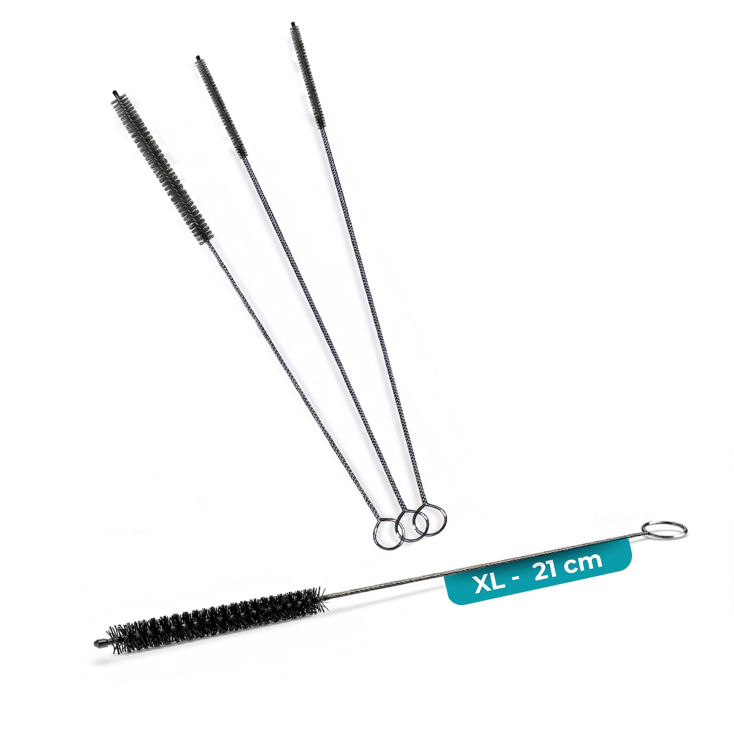 fancility® 4X Reinigungsbürste (3 & 7mm Ø 21 cm lang) für Kaffeevollautomaten, Milchschlauch & Kaffeeauslauf - Milchschlauchbrüste für Miele Jura Siemens Krups Melitta Bosch Brühgruppe Kaffeemaschine