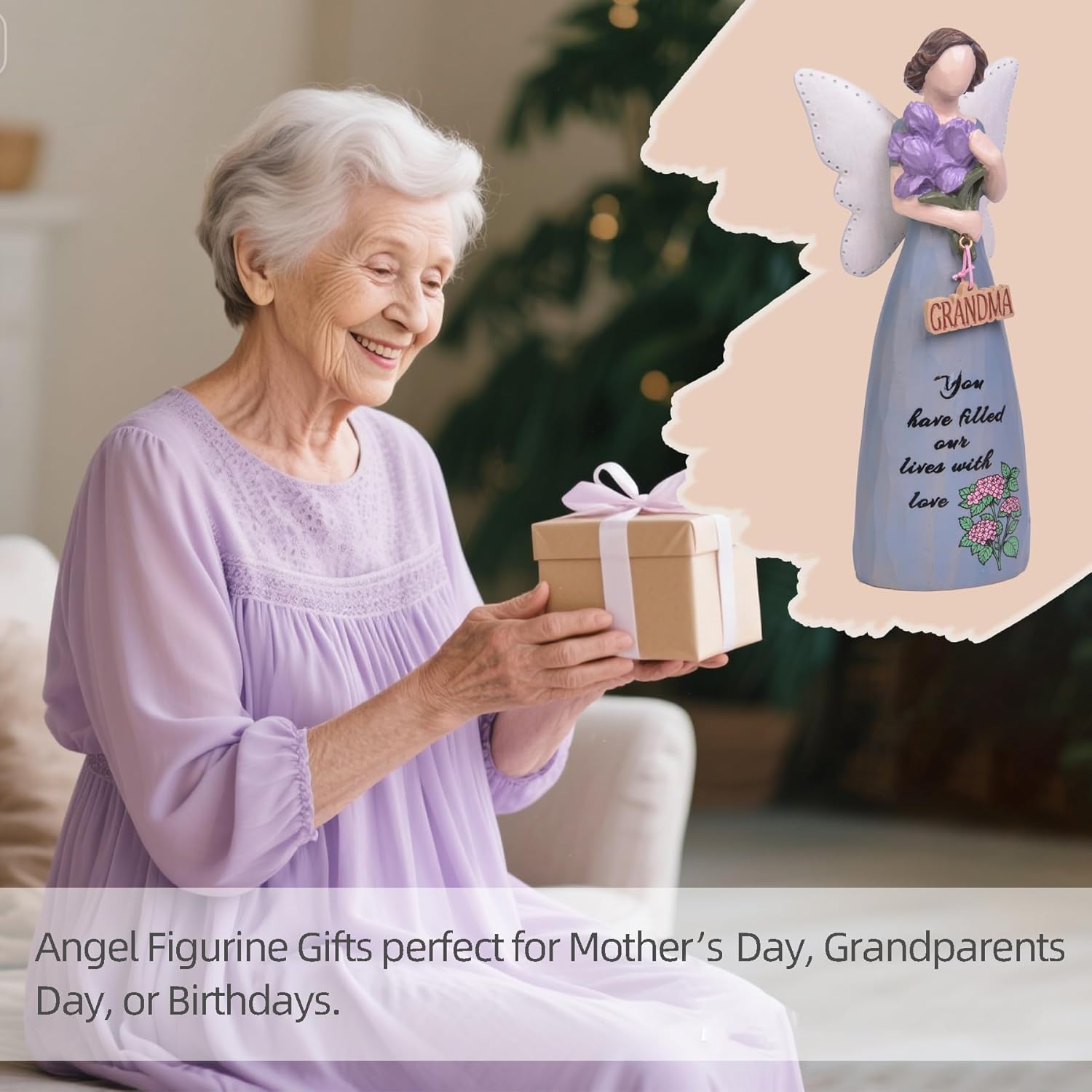 Grandma Birthday Gifts,Gift for Grandma,Angel Figurines Gifts for Christmas Birthday Mothers Day,New Grandma Gift First Time,Blessed Commemoration Statue,Sculpted Hand-Painted Figurine - Image 4