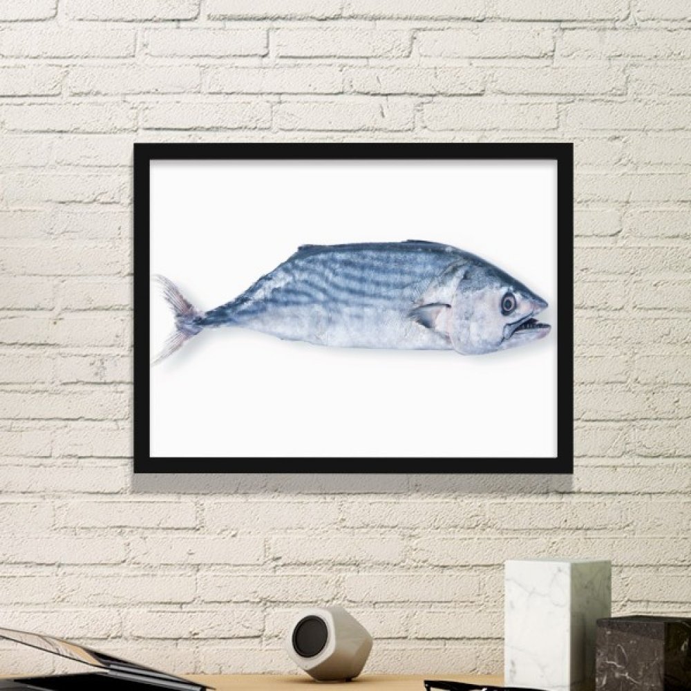 Art peintures estampes océan poisson bleu petit cadre noir maison