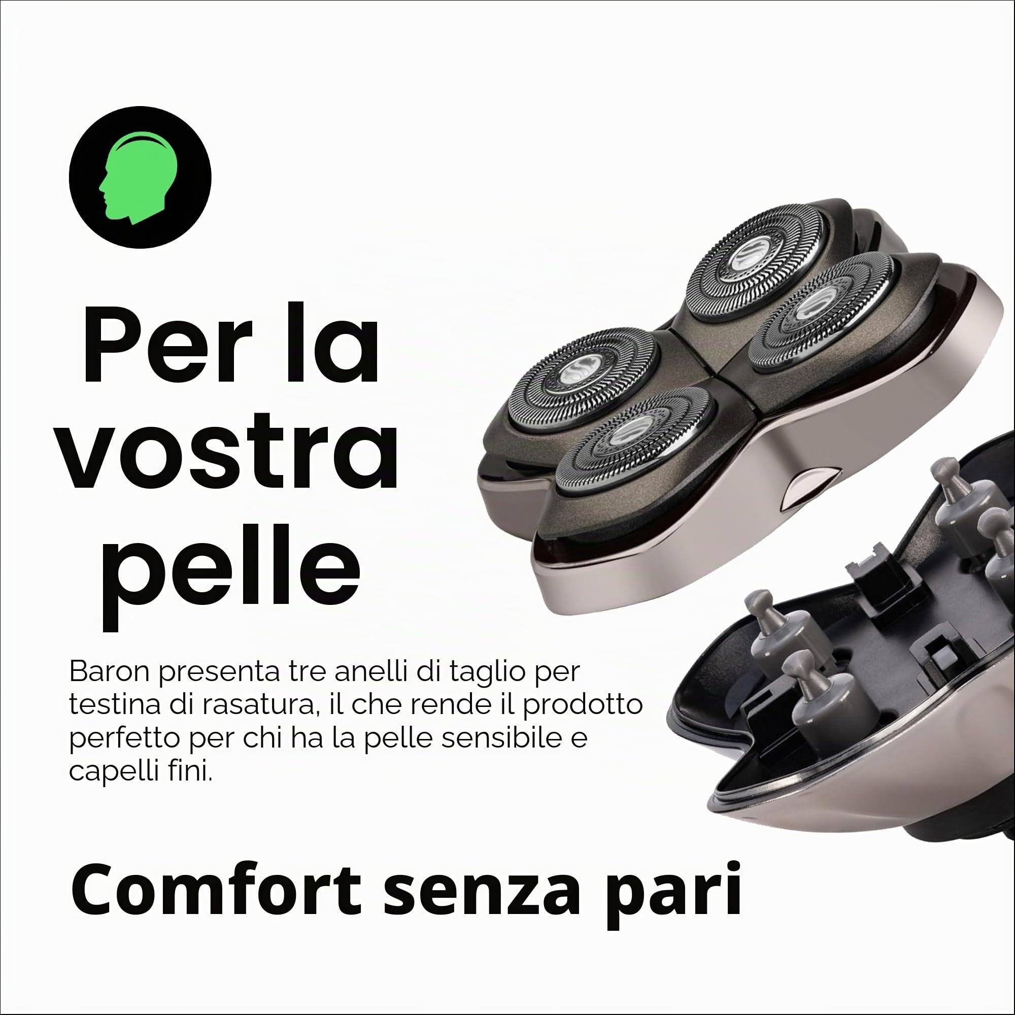 Skull Shaver Baron PRO 4 - Lamette di Ricambio per Rasoio elettrico | Compatibile con Pitbull, Palm, Butterfly Kiss