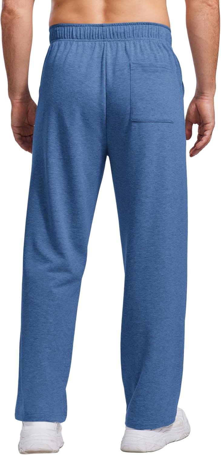 PINSPARK Men's Lightweight Sweatpants Cotton Yoga Pants Baggy Sweat Pants Open Bottom Lounge Jogger Sweatpants with Pockets - Image 2
