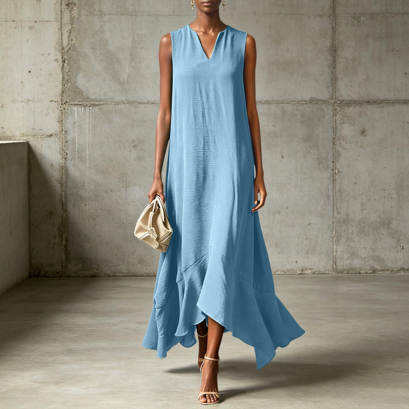 Abiti Donna Estivi Eleganti Elegante e Raffinato Abito Estivo Casual da Donna, Adatto per Feste, spiagge, Matrimoni e Banchetti. Vestito Bianco Elegante