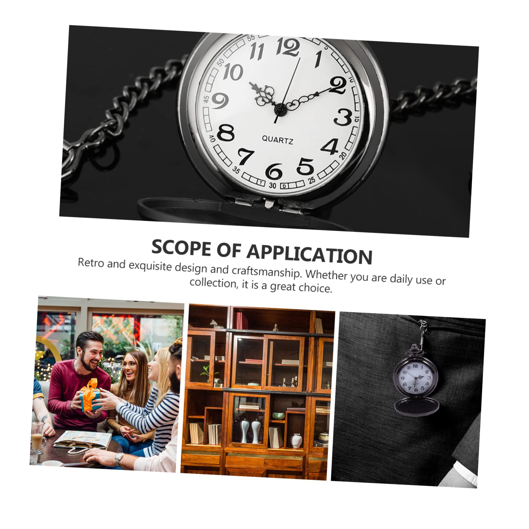 PACKOVE 3piezas Reloj De Bolsillo De Aleación con Cadena Reloj Mecánico De Cuarzo Estiloso para Cumpleaños y Aniversarios