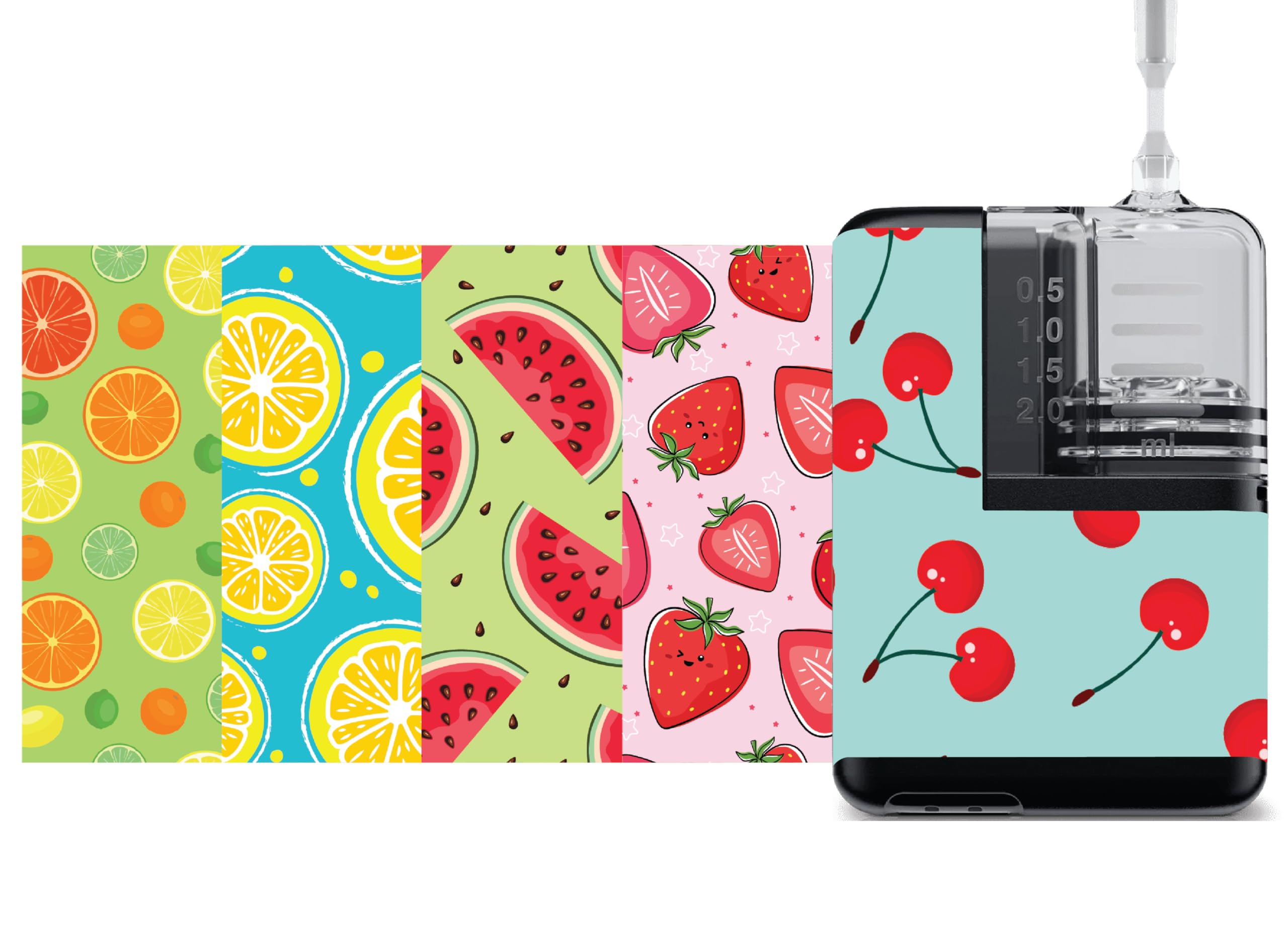 Glucomart Stickers for Mobi Insulin Pumps – Pair with Glucomart Mobi Patches, Waterproof & Durable (Fruits Variety Pack) (Mobi Decal)