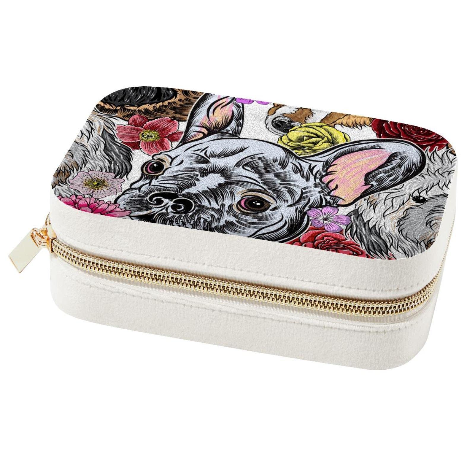 Boîte à bijoux portable chien, rangement colliers et bagues filles
