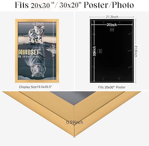 Vista 633 de Marco gris rústico de 18 x 24 pulgadas, marco para póster de 18 x 24 pulgadas, color gris envejecido, grande, retro, natural, 24 x 18 pulgadas