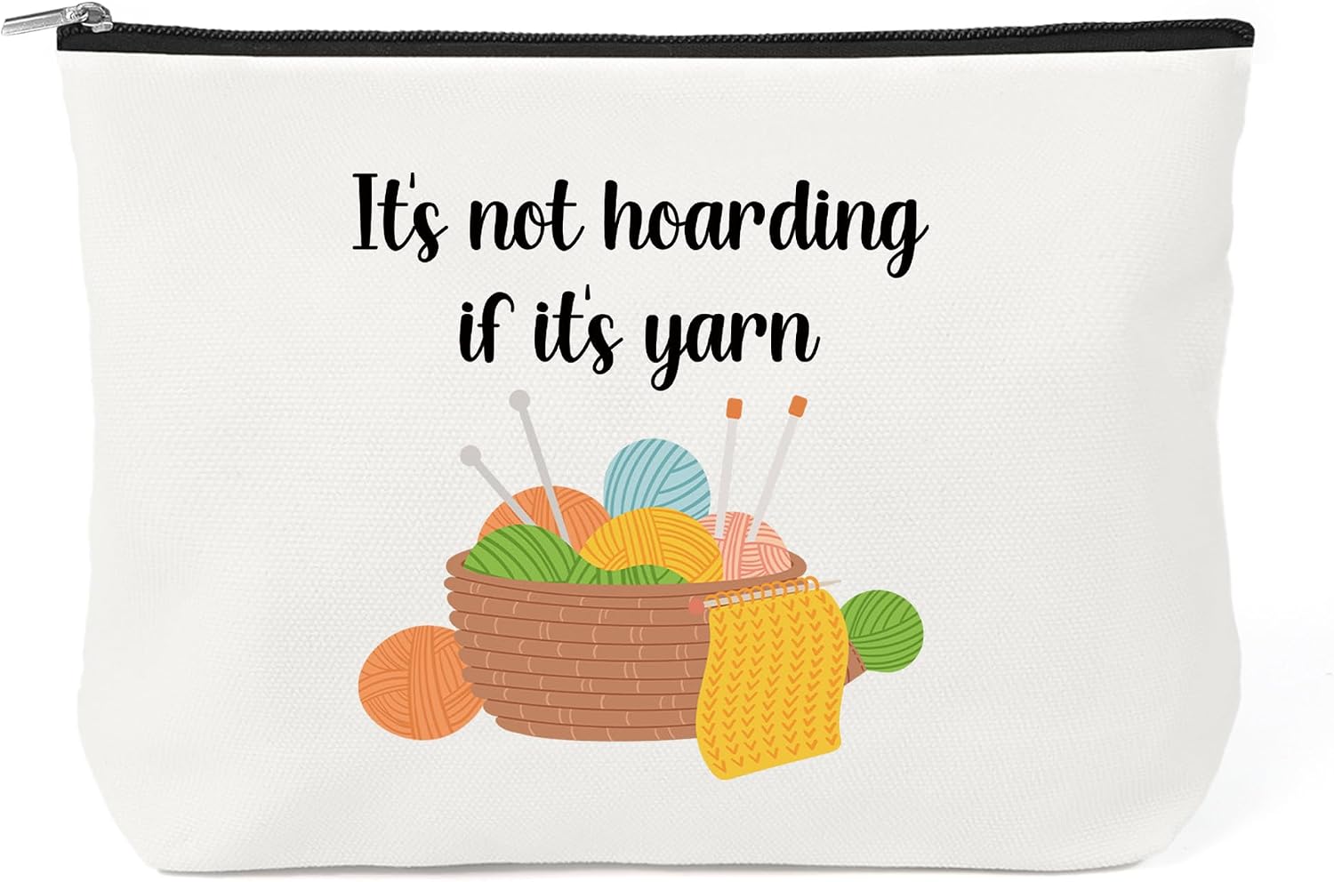 Crochet Gifts for Crocheters Makeup Bag - Knitting Gifts for Women Knitters Crochet Lovers Cosmetic Bag for Purse Travel Toiletry Bags Makeup Pouch With Zipper It's Not Hoarding If It's Yarn