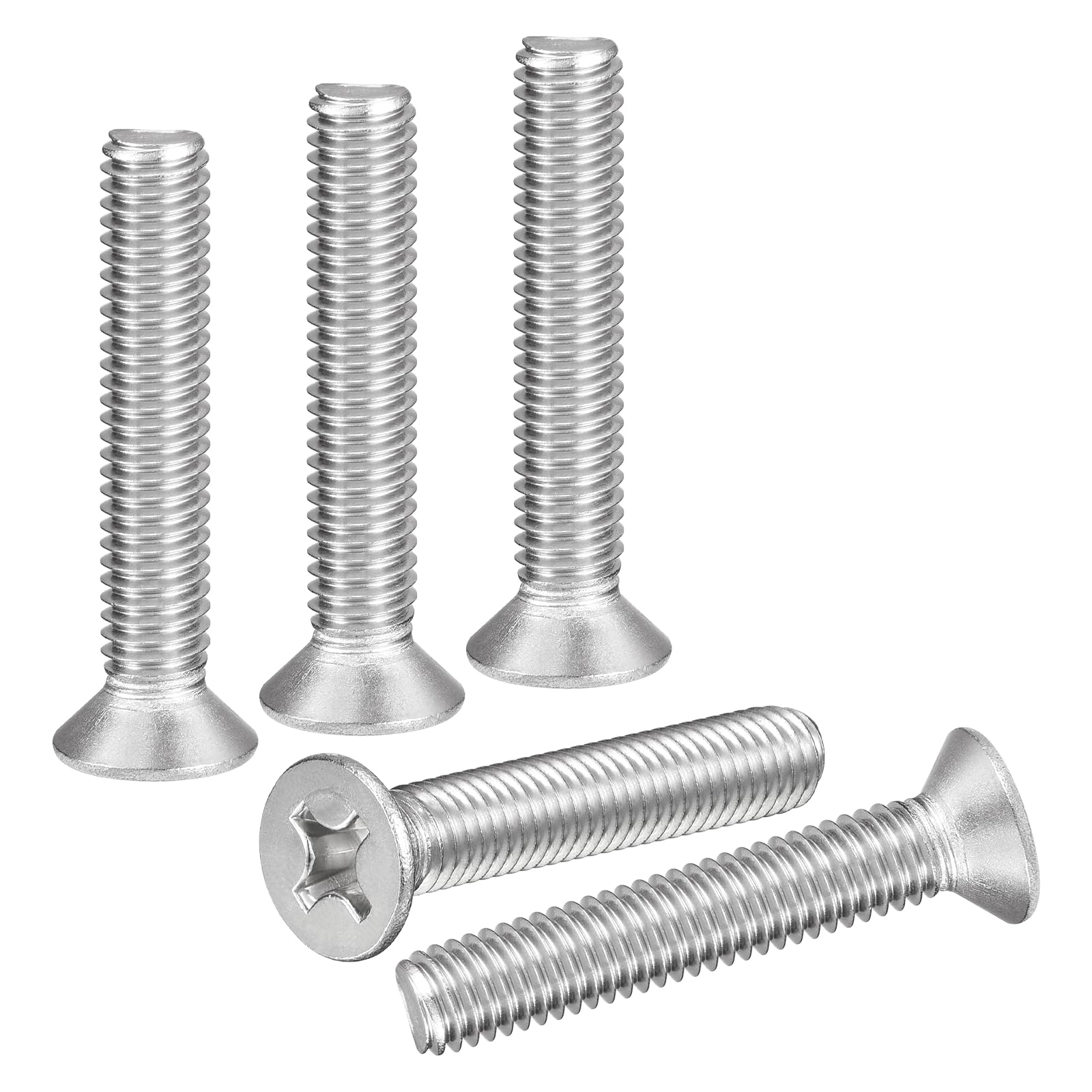 DTGN M6-1x35 Phillips Countersunk Head Bolt - 20pcs - Good for Outdoor Machinery Fastening Maintenance - 304 Stainless Steel Flat Head Machine Screw Bolt - Silver Color — image 1