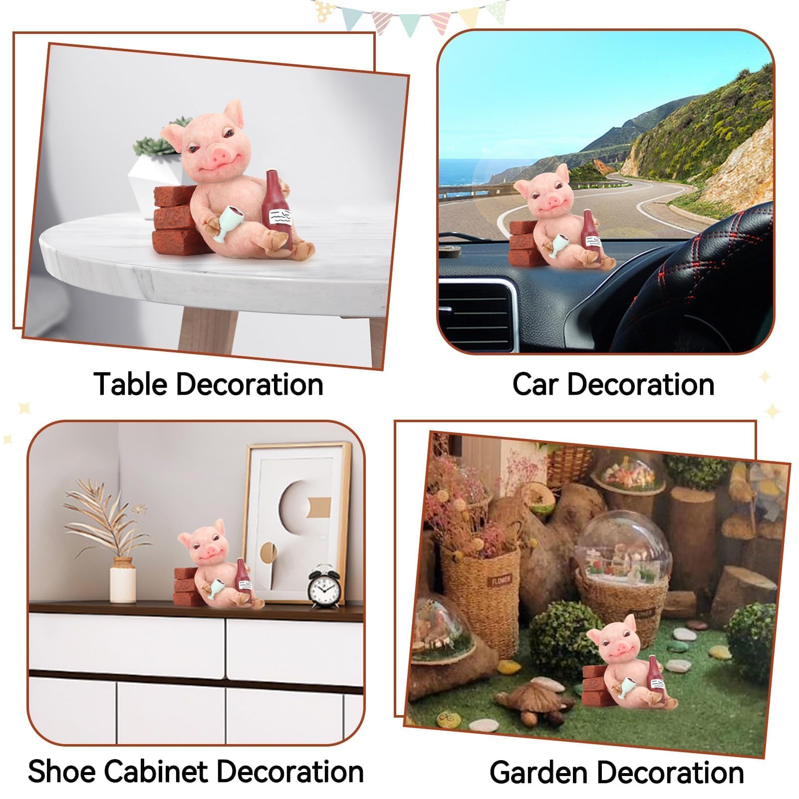 Statue Cochon Endormi Résine - Déco Jardin Ou Intérieur Style Rétro