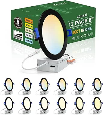 Zouzai 24 Pack Ultra-Thin LED Recessed Ceiling Light With Junction