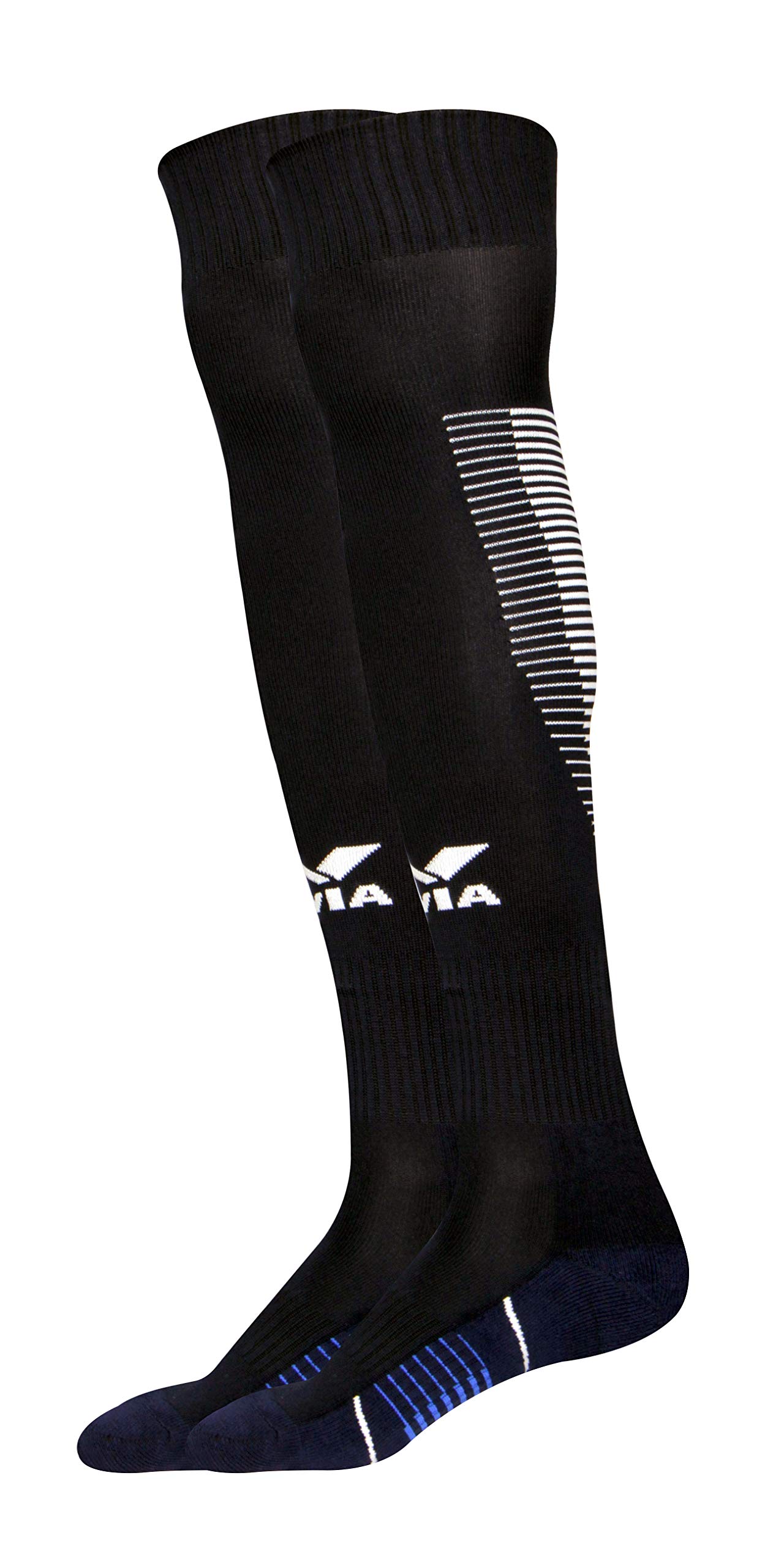 Nivia Rabona Football Super Stockings for Men & Women, Knee Length Stockings, Football Socks, Soccer Socks, Sports Socks, Polyester Blend (Navy Blue) Size - S