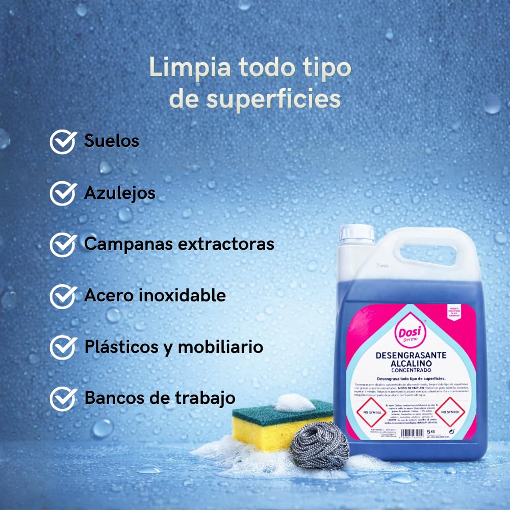 Desengrasante Alcalino Profesional Concentrado | Quitagrasas de Alta Eficacia para Cocinas, Campanas, Hornos y Talleres | Limpiador Industrial Multisuperficies