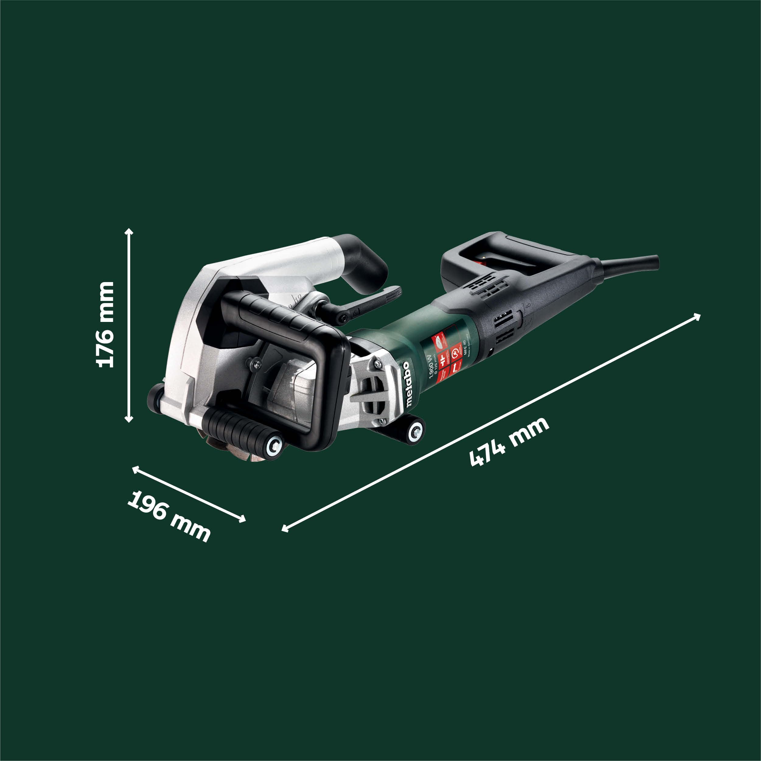Metabo Mauernutfräse MFE 40 – 604040500 – Für präzise Elektroinstallationen zum Verlegen von Kabeln und Leerrohren unter Putz mit Frästiefen bis 40 mm – 4 m Kabellänge