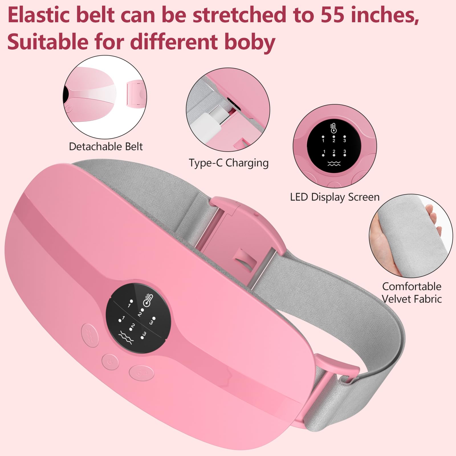 Portable Menstrual Heating Pad, KBCASE Period Cramp Heat Pad with 3 Setting Levels - Image 2