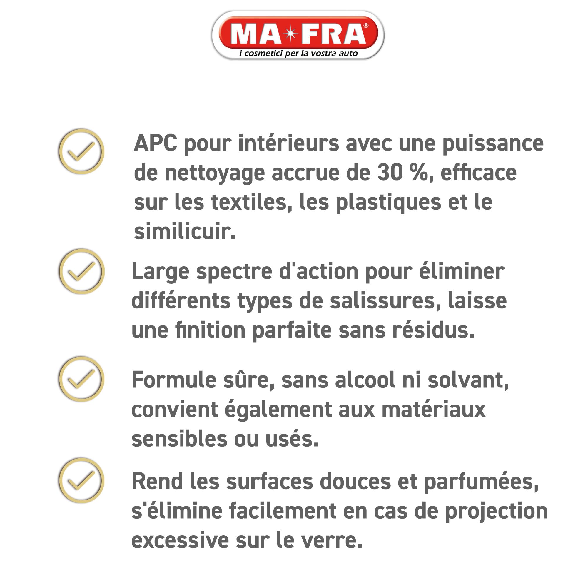 Ma-Fra, Pulimax 2.0, APC nettoyant universel pour l'intérieur des voitures, idéal pour le nettoyage du skaï et des textiles, élimine la saleté et les odeurs, format 4500 ml