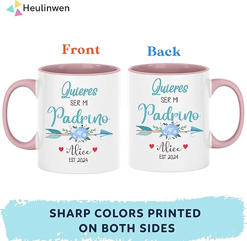 Miniatura 5 de Padrinos De Bautizo Propuesta Set 2 Tazas Café 11Oz, Quieres Ser Mis Padrinos De Bautizo, Quieres Ser Mi Madrina est 2024, Recuerdos De Bautizo Para