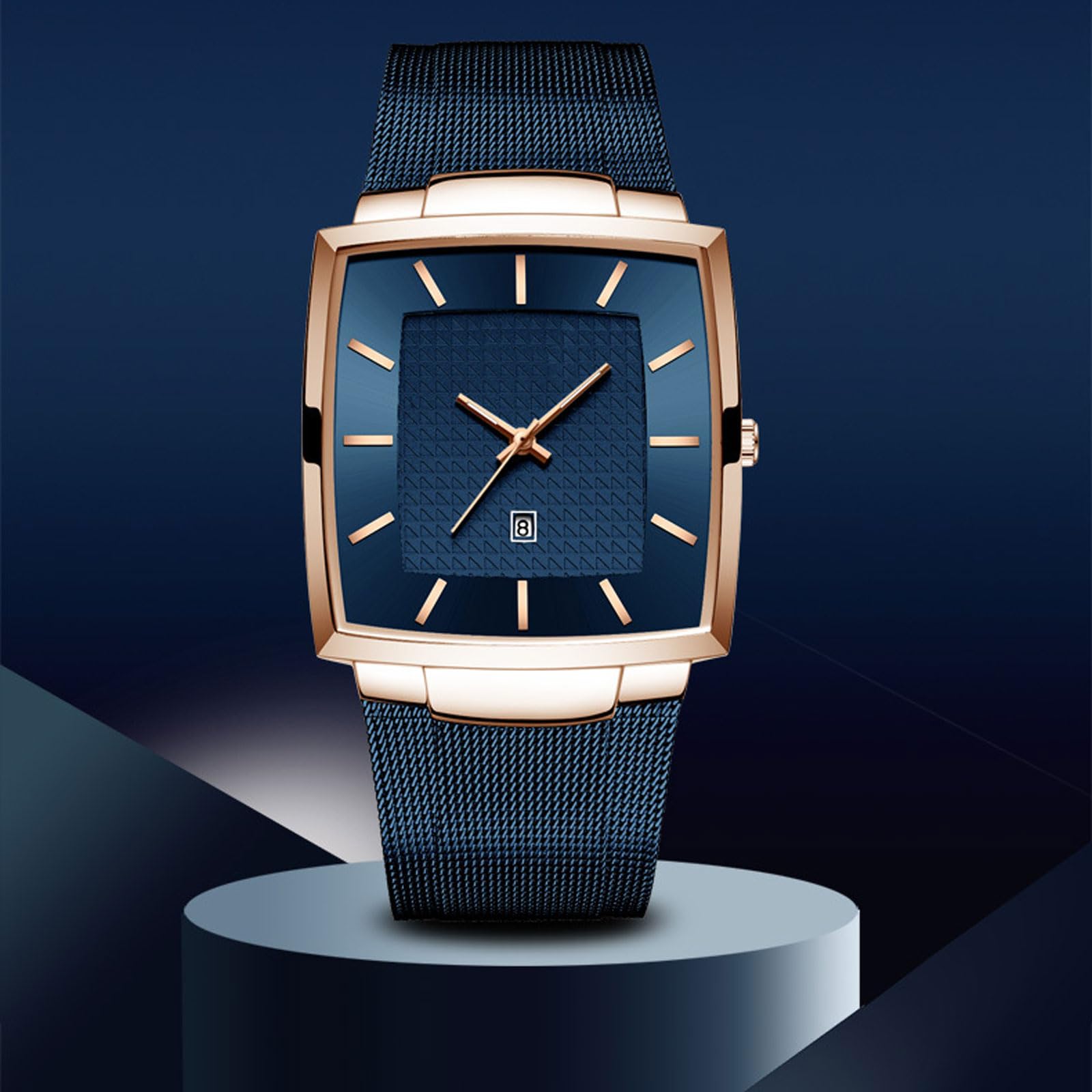 Reloj de Pulsera Reloj para Hombres Vigilantes de Cuarzo Impermeable con Fecha y Correa de Malla de Acero Inoxidable Estilo de Negocio Casual de 48 mm dial Reloj